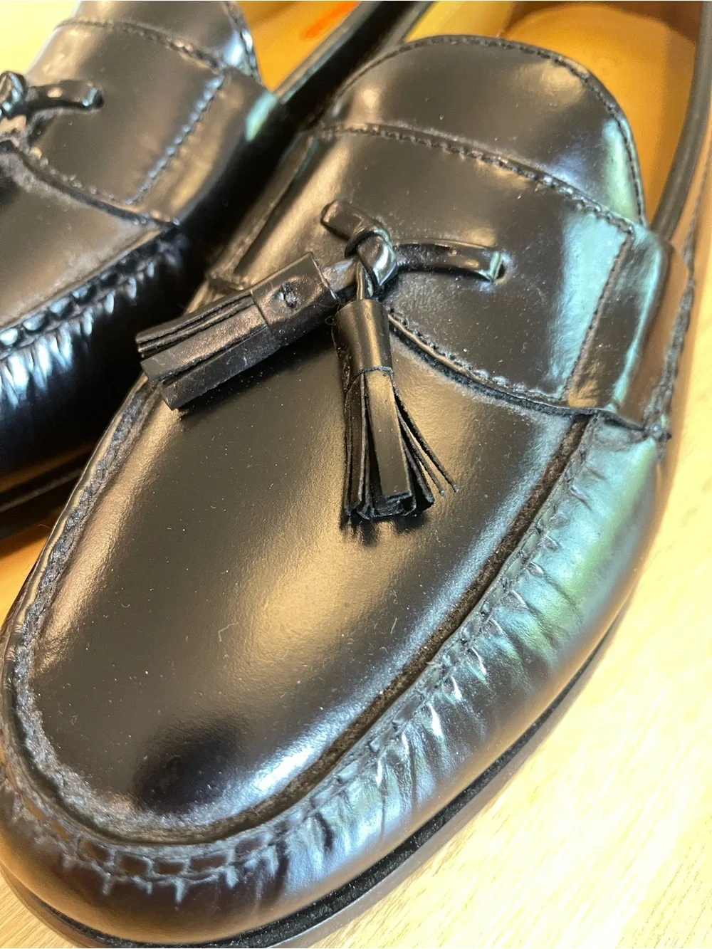 Cole Haan Nike Air Black Leather Tassel Slip-On Loafers 11.5W NEW